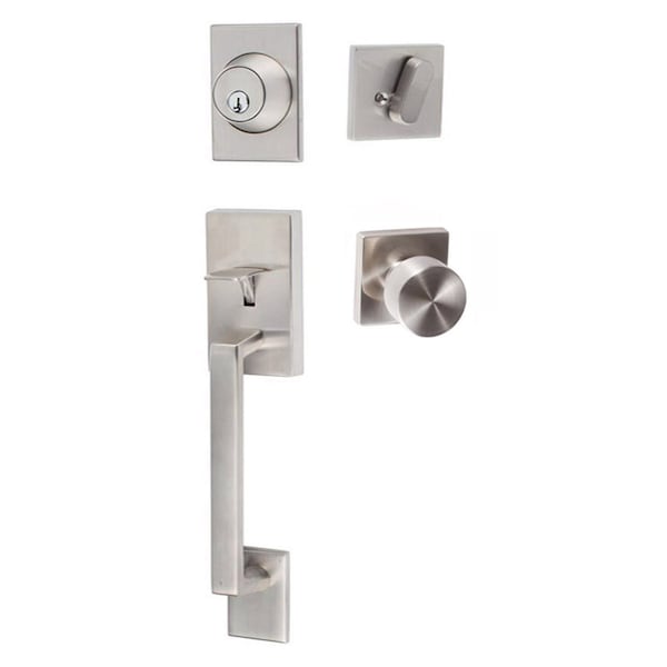 Sure-Loc Hardware Sure-Loc Hardware Koln Handleset with Square Thumb Turn, Bergen Square Handleset Trim, Satin Nickel KN507-S-BG-SQ 15 - main